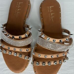 Nicole Miller Brown Sandals with Silver Studs